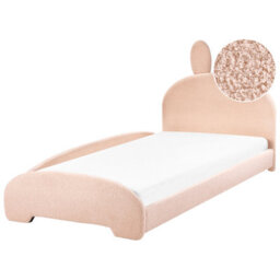 Beliani Kids Bed Rabbit Boucle Perros 90 X 200 Cm (Eu Single) Beige - thumbnail 1