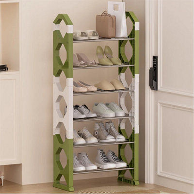 8 Tiers White&green 2-8 Tier Shoe Rack 50Cm Width Footwear Storage Shelf Organizer Stand - image 1