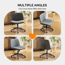Dark Gray Pu Leather Mid Back Office Chair,swivel Lift Desk Chair With Wheels Modern - thumbnail 5