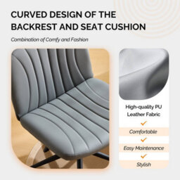 Dark Gray Pu Leather Mid Back Office Chair,swivel Lift Desk Chair With Wheels Modern - thumbnail 6