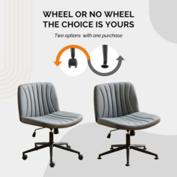Dark Gray Pu Leather Mid Back Office Chair,swivel Lift Desk Chair With Wheels Modern - thumbnail 3