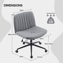 Dark Gray Pu Leather Mid Back Office Chair,swivel Lift Desk Chair With Wheels Modern - thumbnail 2