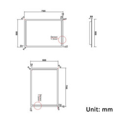 AVER-GROWTH Illuminated Bathroom Mirror With Led Lights Dimmable Demister Pad Motion Sensor Switch Vertical/horizontal Wall Mounted 700X500mm - thumbnail 7