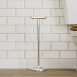 Toilet Paper Roll Holder Floor Free Standing Stainless Steel Chrome Bathroom - thumbnail 4