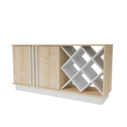 Decorotika Luna Sideboard Storage With Wine Rack And Two Doors - Oak Pattern And White - thumbnail 6
