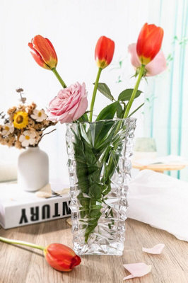 Queensway Home and Dining Queensway Home & Dining 25Cm Height Rio Crystal Look Heavy Glass Bouquet Flower Vase - image 1
