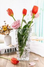 Queensway Home and Dining Queensway Home & Dining 25Cm Height Rio Crystal Look Heavy Glass Bouquet Flower Vase - thumbnail 1