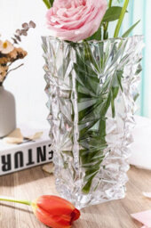 Queensway Home and Dining Queensway Home & Dining 25Cm Height Rio Crystal Look Heavy Glass Bouquet Flower Vase - thumbnail 2