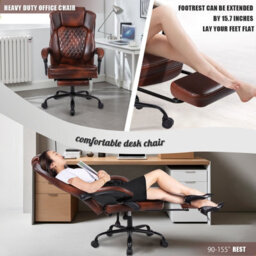 Pvc Leather Effect Gaming Chair, Gas Lift Swivel High Back Ergonomic Chair With Footrest And Lumbar Support - thumbnail 3
