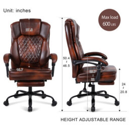 Pvc Leather Effect Gaming Chair, Gas Lift Swivel High Back Ergonomic Chair With Footrest And Lumbar Support - thumbnail 7