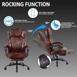 Pvc Leather Effect Gaming Chair, Gas Lift Swivel High Back Ergonomic Chair With Footrest And Lumbar Support - thumbnail 8