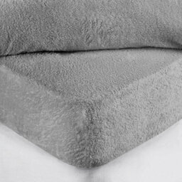 Kampala Hill Teddy Fleece Fitted Sheet Sherpa Bed Sheets Silver - thumbnail 2