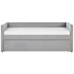Beliani Trundle Bed Velvet Troyes 90 X 200 Cm (Eu Single) Light Grey - thumbnail 4