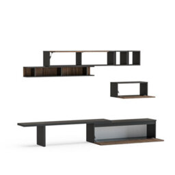 Decorotika Mery Moduler Modern Tv Unit Wall Mount Customizable Layout Black Alina - thumbnail 5