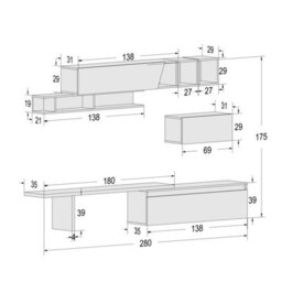 Decorotika Mery Moduler Modern Tv Unit Wall Mount Customizable Layout Black Alina - thumbnail 6