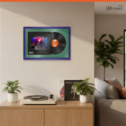 "AK Frames 25X17"" Purple Classic Vinyl Record Frame With Emerald Mount For 12 Inch Lp Cover & Disc - Overlapped Design" - thumbnail 5