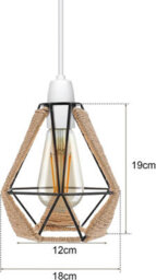 Hemp Ceiling Rope Lampshade Wire Metal Basket Pendant Lighting Easy Fit Shades Industrial Indoor Pendant Lamp Shade - thumbnail 2