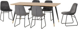 Seconique Hamilton Large Dining Set Oak Effect With 6 Grey Velvet Lukas Chairs - thumbnail 1