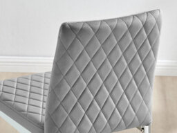 Furniturebox Set Of 2 Milan Grey Diamond-Stiched Soft Touch Velvet Silver Chrome Leg Padded Counter Stools - thumbnail 7