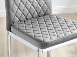 Furniturebox Set Of 2 Milan Grey Diamond-Stiched Soft Touch Velvet Silver Chrome Leg Padded Counter Stools - thumbnail 6