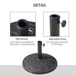 Outsunny 14Kg Round Garden Parasol Base Decorative Resin Market Umbrella Stand - thumbnail 5