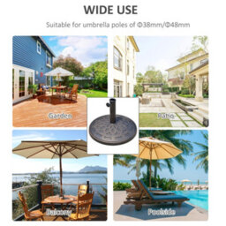 Outsunny 14Kg Round Garden Parasol Base Decorative Resin Market Umbrella Stand - thumbnail 6