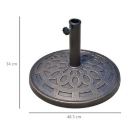 Outsunny 14Kg Round Garden Parasol Base Decorative Resin Market Umbrella Stand - thumbnail 3