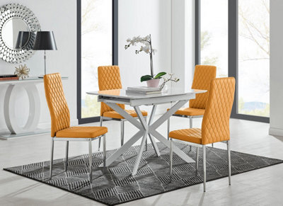 Furniturebox Uk Lira 100 Extending Dining Table And 4 Mustard Milan Chairs - image 1