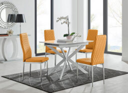 Furniturebox Uk Lira 100 Extending Dining Table And 4 Mustard Milan Chairs - thumbnail 1