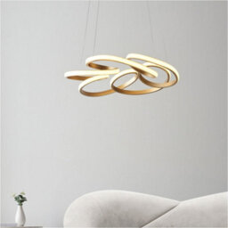 Loops Hanging Ceiling Pendant Light - Satin Gold Paint & White Silicone - 51W Led (Smd 2835) Warm White - thumbnail 3