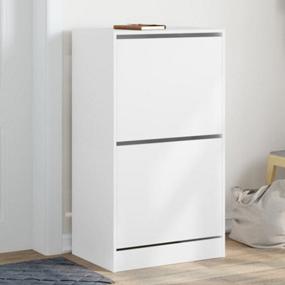 Walplus Shoe Cabinet With 2 Flip-Drawers White 60X42X108 Cm - image 1