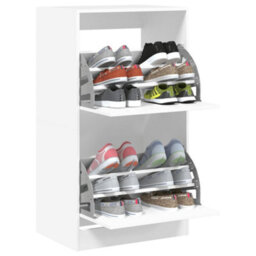Walplus Shoe Cabinet With 2 Flip-Drawers White 60X42X108 Cm - thumbnail 4