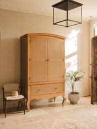 Statement Furniture Louis Large Wooden Double Wardrobe With Rattan Cane Doors And Drawer - thumbnail 1