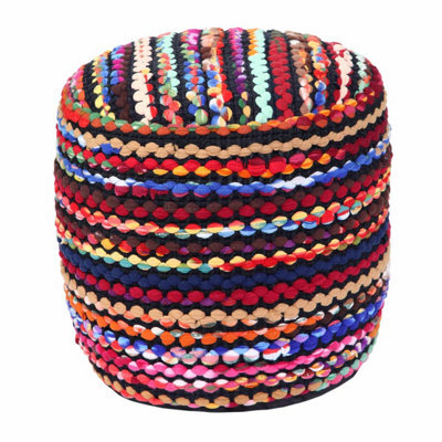 Homescapes Multi Coloured Folk Woven Bean Filled Pouffe Circular 45 Cm - image 1