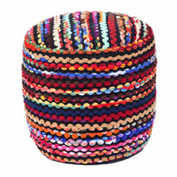 Homescapes Multi Coloured Folk Woven Bean Filled Pouffe Circular 45 Cm - thumbnail 1