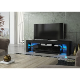Creative Furniture Aria Tv Unit 160Cm - Black With Gloss Doors And Led Lights - thumbnail 5