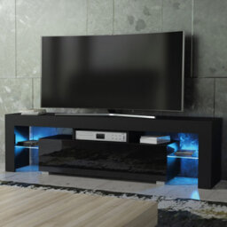 Creative Furniture Aria Tv Unit 160Cm - Black With Gloss Doors And Led Lights - thumbnail 4