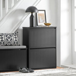 Sobuy Fsr165-K-Sch, 2 Flip-Drawers Shoe Cabinet Shoe Rack Shoe Storage Cupboard, Black,w61Xd26Xh81 - thumbnail 8