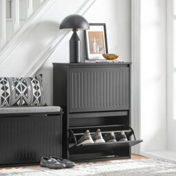 Sobuy Fsr165-K-Sch, 2 Flip-Drawers Shoe Cabinet Shoe Rack Shoe Storage Cupboard, Black,w61Xd26Xh81 - thumbnail 9