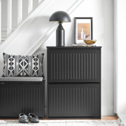 Sobuy Fsr165-K-Sch, 2 Flip-Drawers Shoe Cabinet Shoe Rack Shoe Storage Cupboard, Black,w61Xd26Xh81 - thumbnail 2