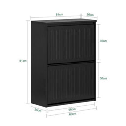 Sobuy Fsr165-K-Sch, 2 Flip-Drawers Shoe Cabinet Shoe Rack Shoe Storage Cupboard, Black,w61Xd26Xh81 - thumbnail 3