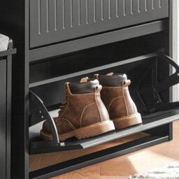 Sobuy Fsr165-K-Sch, 2 Flip-Drawers Shoe Cabinet Shoe Rack Shoe Storage Cupboard, Black,w61Xd26Xh81 - thumbnail 7