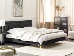 Beliani Bed Velvet Limoux 180 X 200 Cm (Eu Super King) Black - thumbnail 2