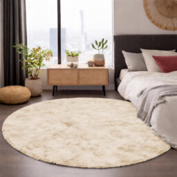 Aspire Homeware Non-Slip Tie Dye Cream Shaggy Rug Soft Fluffy Washable, Round Living Area And Bedroom Rug, (L)120Cm X (W)120Cm - thumbnail 7