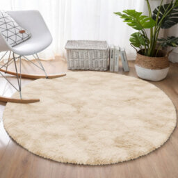 Aspire Homeware Non-Slip Tie Dye Cream Shaggy Rug Soft Fluffy Washable, Round Living Area And Bedroom Rug, (L)120Cm X (W)120Cm - thumbnail 6