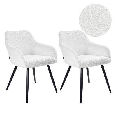 Beliani Set Of 2 Dining Chairs Casmalia Boucle Off-White - image 1