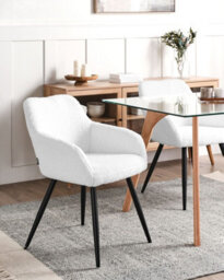 Beliani Set Of 2 Dining Chairs Casmalia Boucle Off-White - thumbnail 2