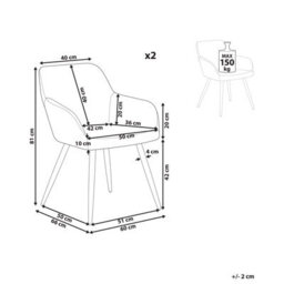 Beliani Set Of 2 Dining Chairs Casmalia Boucle Off-White - thumbnail 3