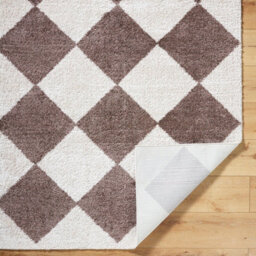 Livabliss Fossay Shaggy-Washable Beige Brown High Pile Diamond Living Bedroom Rug 200 X 275 Cm Easy Care, Non Shedding - thumbnail 4