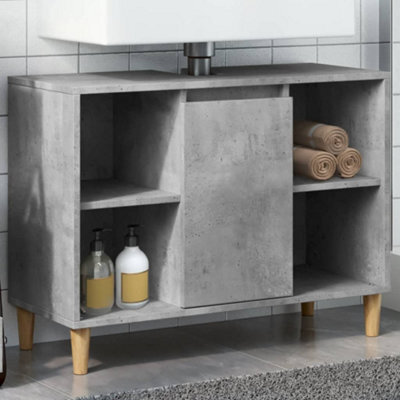 Walplus Bathroom Cabinet Concrete Grey 80X33X60 Cm Engineered Wood - image 1